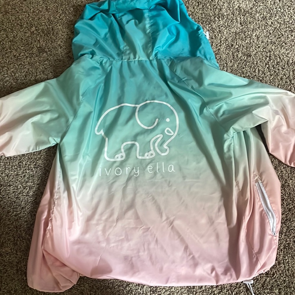 Ivory Ella ombré rainbow zip up windbreaker